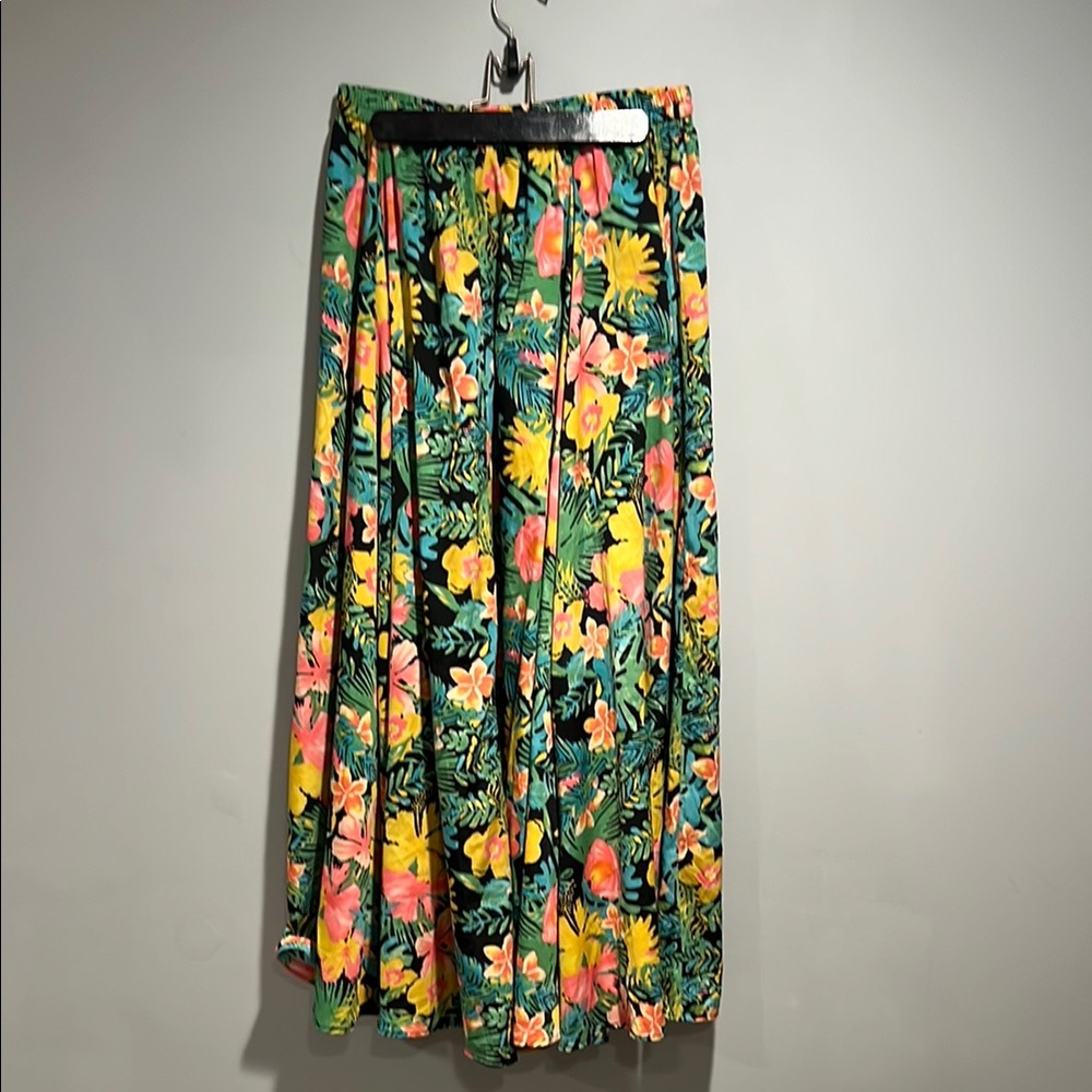 Rachel Zoe Orange Yellow Maxi Pleated A-Line Skirt